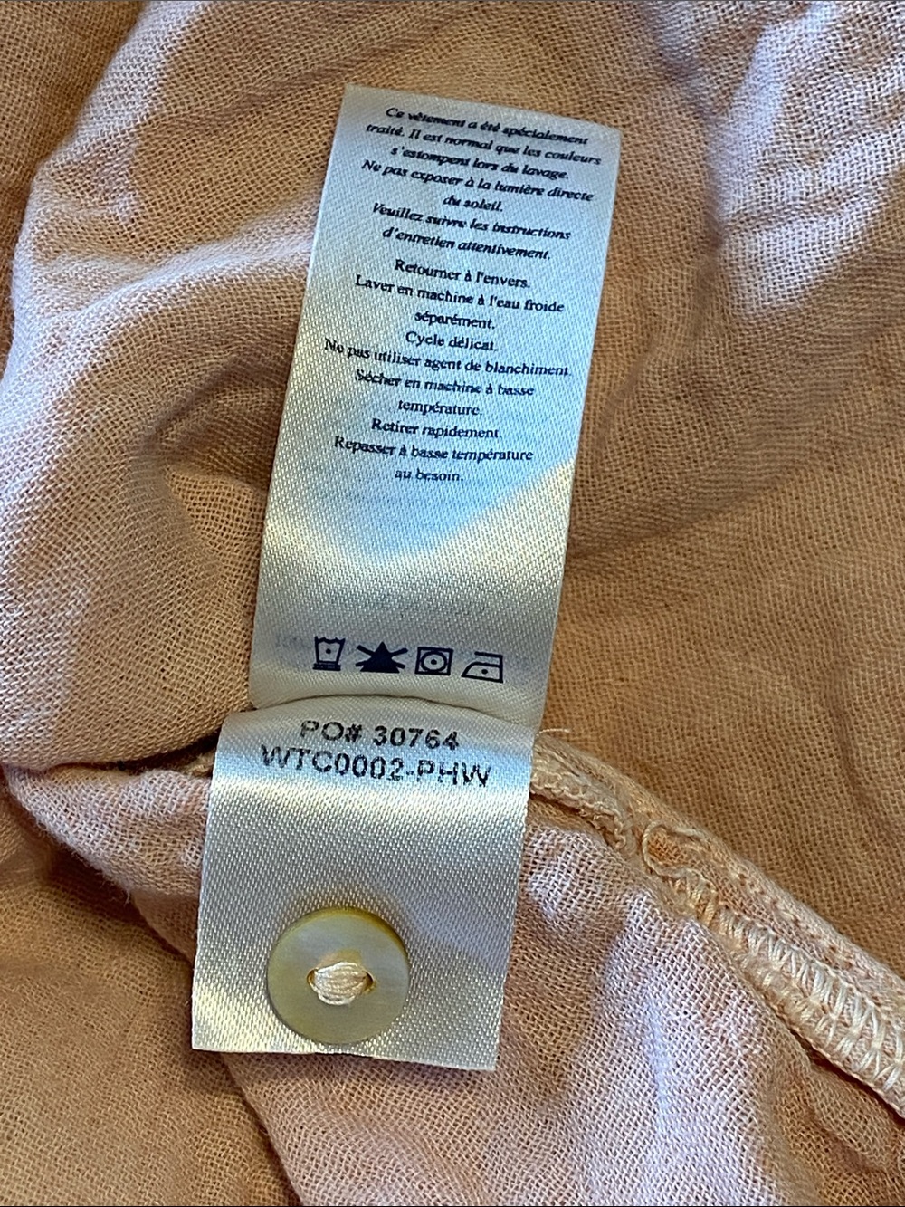 Faherty Dream Desmond top breathable, lightweight peach-colored cotton gauze S - Picture 8 of 10